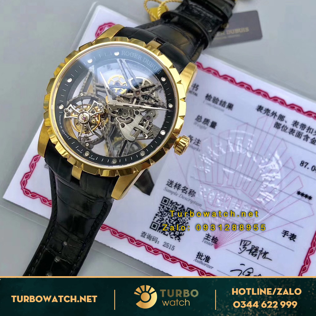 đồng hồ Roger dubuis fake 1-1 Gold tourbillon