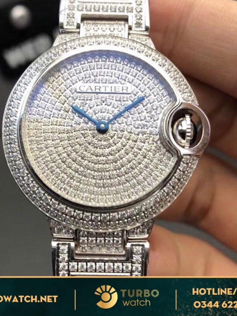 đồng hồ CATIER fake 1-1 BALLON BLEU WHITE DIAMOND