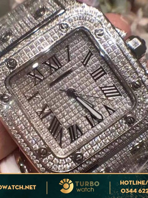đồng hồ CATIER siêu cấp  Santos 100 Full Diamond