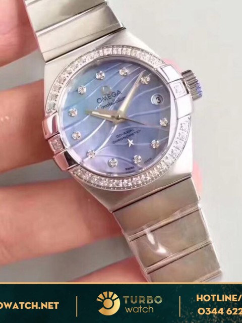 đồng hồ Omega replica 1-1 CONSTELLATION QUARTZ bleu