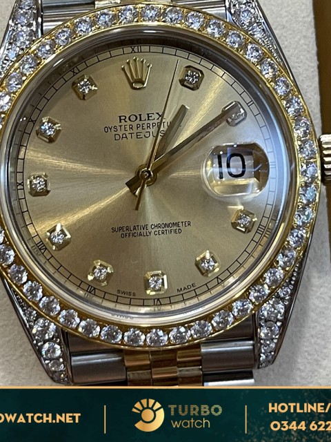 Đồng hồ  Rolex Datejust fake 126333 Bọc Vàng Độ Kim cương moissanite