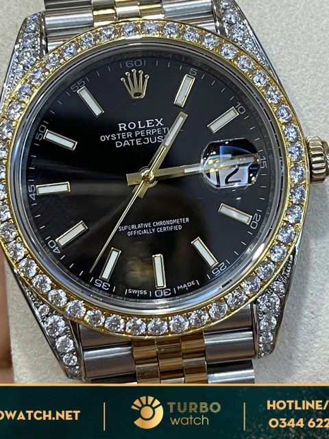 Rolex Datejust 41 bọc vàng 18k độ kim cương moissanite