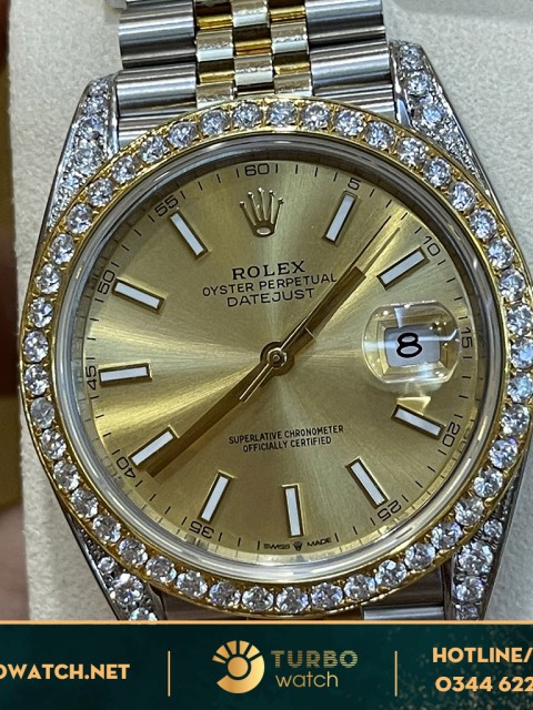 Rolex Datejust fake  126333 Bọc Vàng  Độ kim cương moissanite