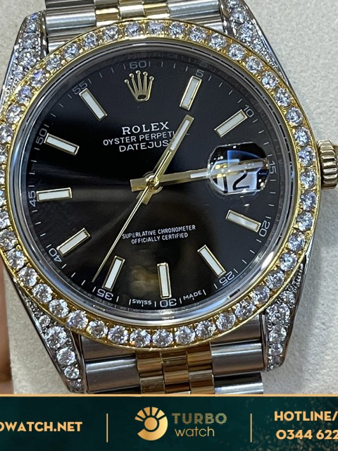Rolex Datejust  Oyster 41 bọc vàng 18k độ kim cương moissanite