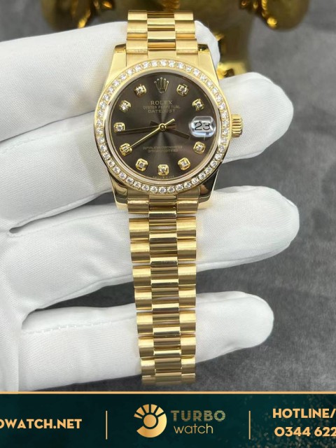 Rolex Lady Datejust 278278 Mặt Số Chocolate Vàng Gold 18k Vành Kim Cương Thiên Nhiên