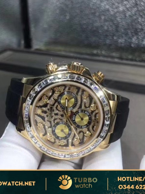 Rolex Tiger Eye Vàng Khối 18K Kim Cương Baguette